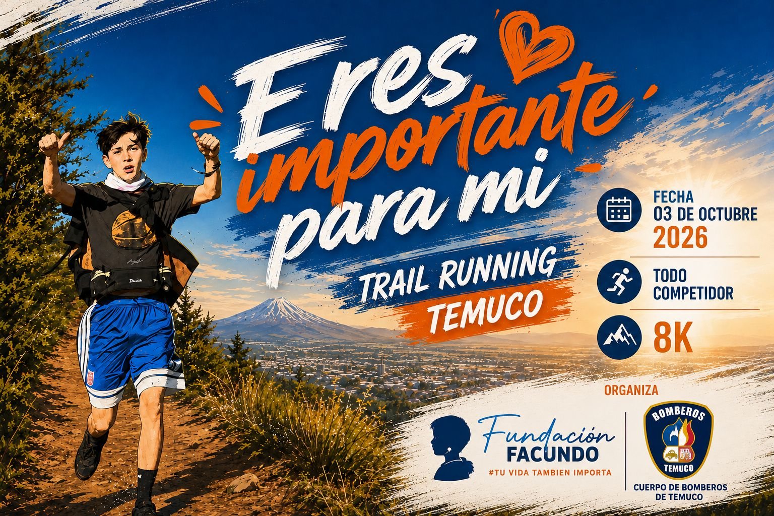 Afiche Trail Running Temuco — Eres importante para mí